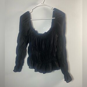 Chic Black Women's Ruched Blouse